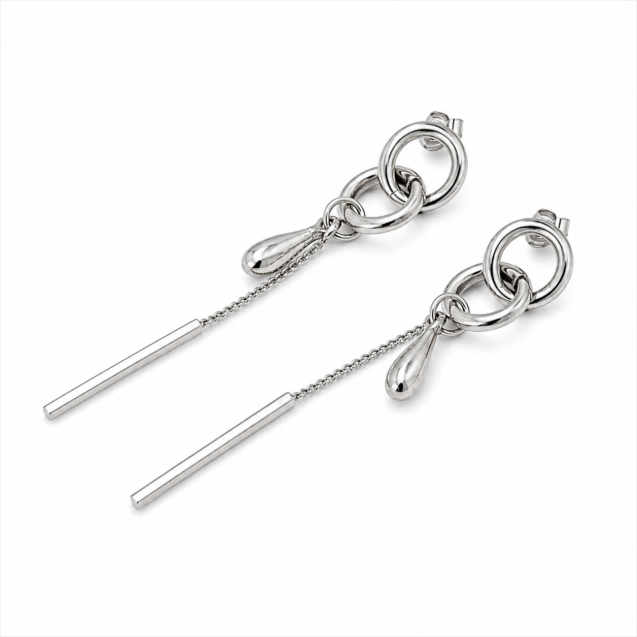 Seoul Drop Earrings - Silver Chain Dangle Earrings - Minimal Statement Jewelry
