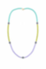 Color Block Beaded Evil Eye Necklace - Mint, Lime, Lavender Tones, Gold Clasp