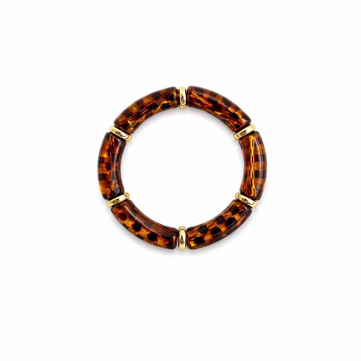 Ulu Loop Bracelet - Tortoiseshell Resin bangle with Gold Details