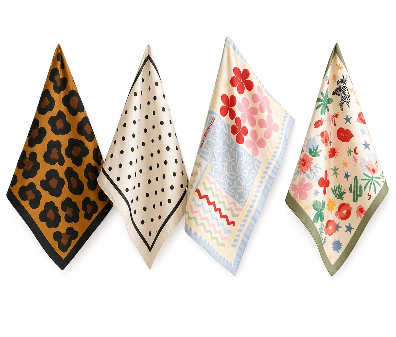 Silk-Touch Polyester Bandana: Leopard, Polka Dot, Floral
