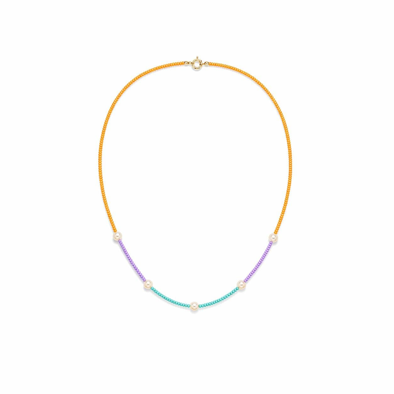 Sammy Handmade Beaded Pearls Necklace - Colorful Seed Beads