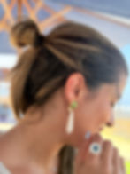Thumbnail: Gili Drops Earrings - Green & White Beaded Earrings