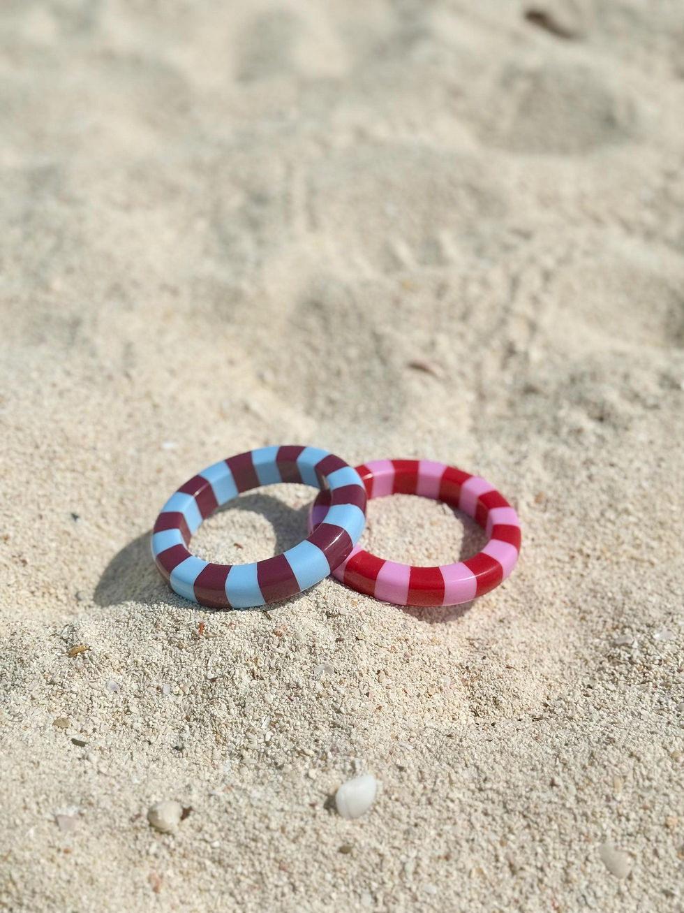 Thumbnail: Mali Striped Resin Bangle - Chunky Colorful Summer Statement Bracelet
