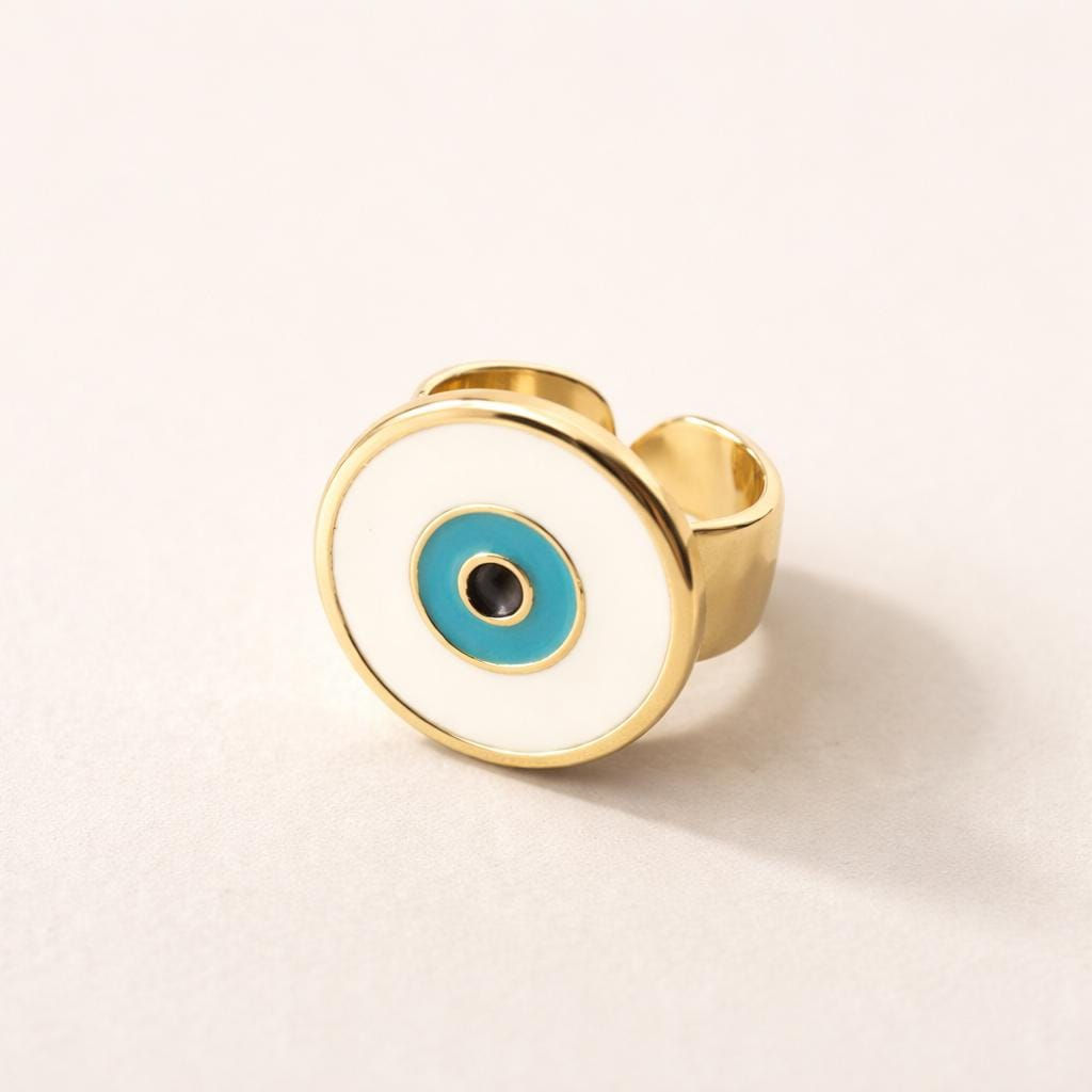 Adjustable Evil Eye Ring - Gold Plated Statement Jewelry for Women