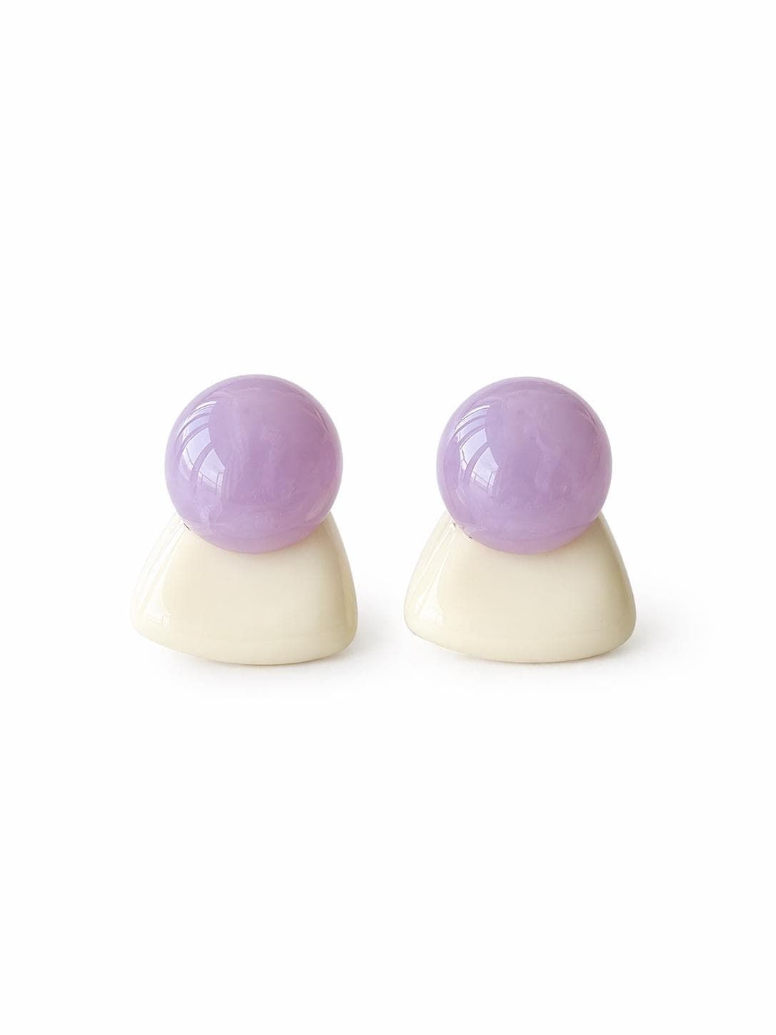 Capri Resin Earrings - Lilac & Ivory Statement Studs - Lightweight Summer Jewelry