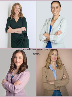 Side-by-side headshot comparison — arms-crossed professional pose next to a more relaxed, approachable pose, illustrating the range from a Studio S Portraits headshot mini session"