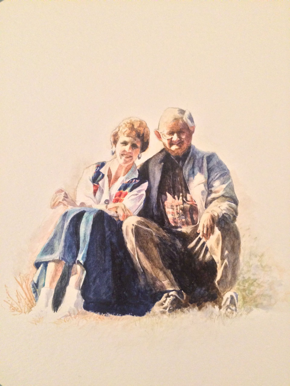 Watercolor of Couple on Vacation