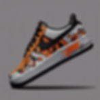 Create an image of a Nike Air Force 1 sneaker, viewed from the side, with large, bold moti