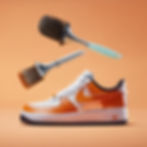 Show two Nike Air Force 1 sneakers side by side_ one dirty, one freshly cleaned. Place the