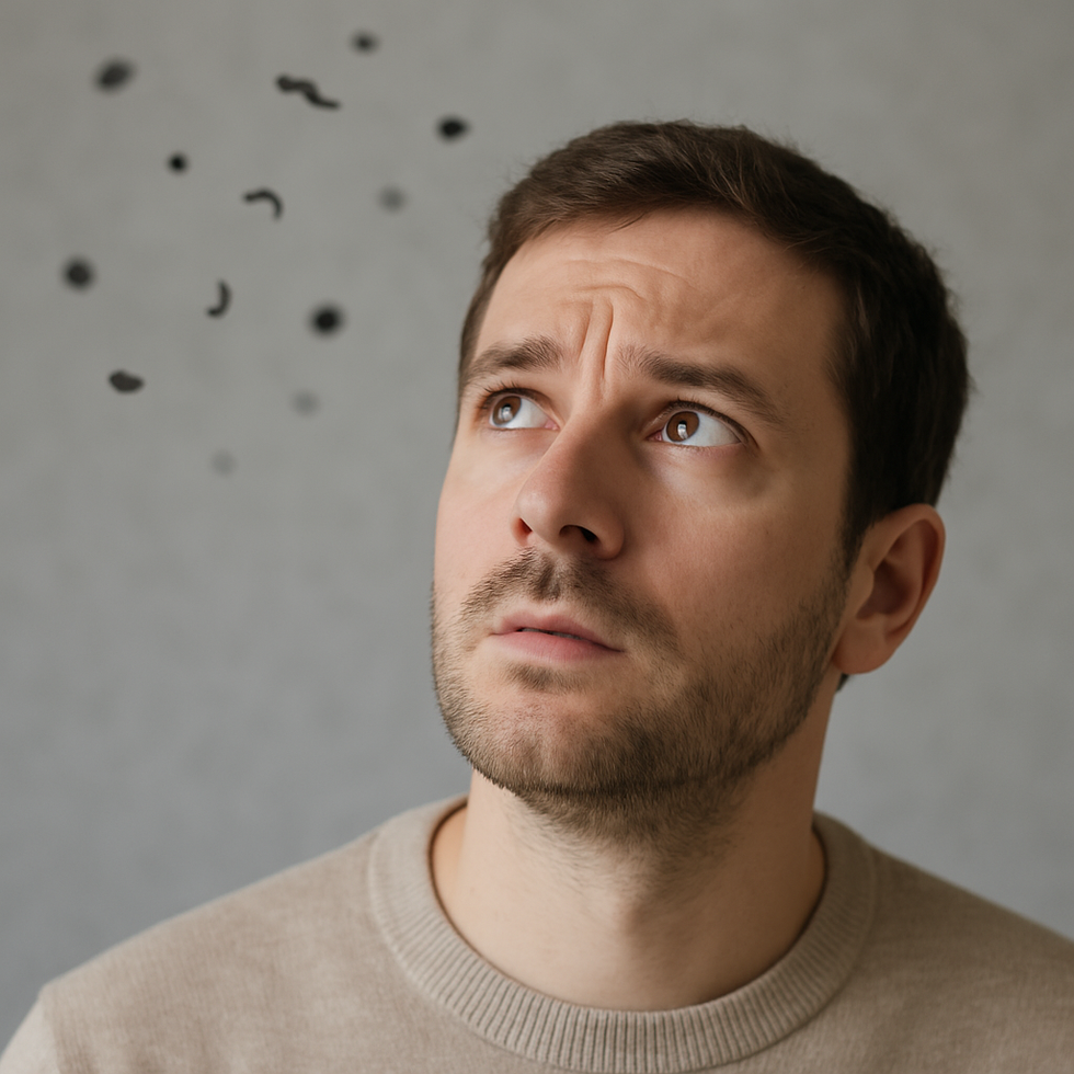 schwarze Punkte vor den Augen eines Mannes