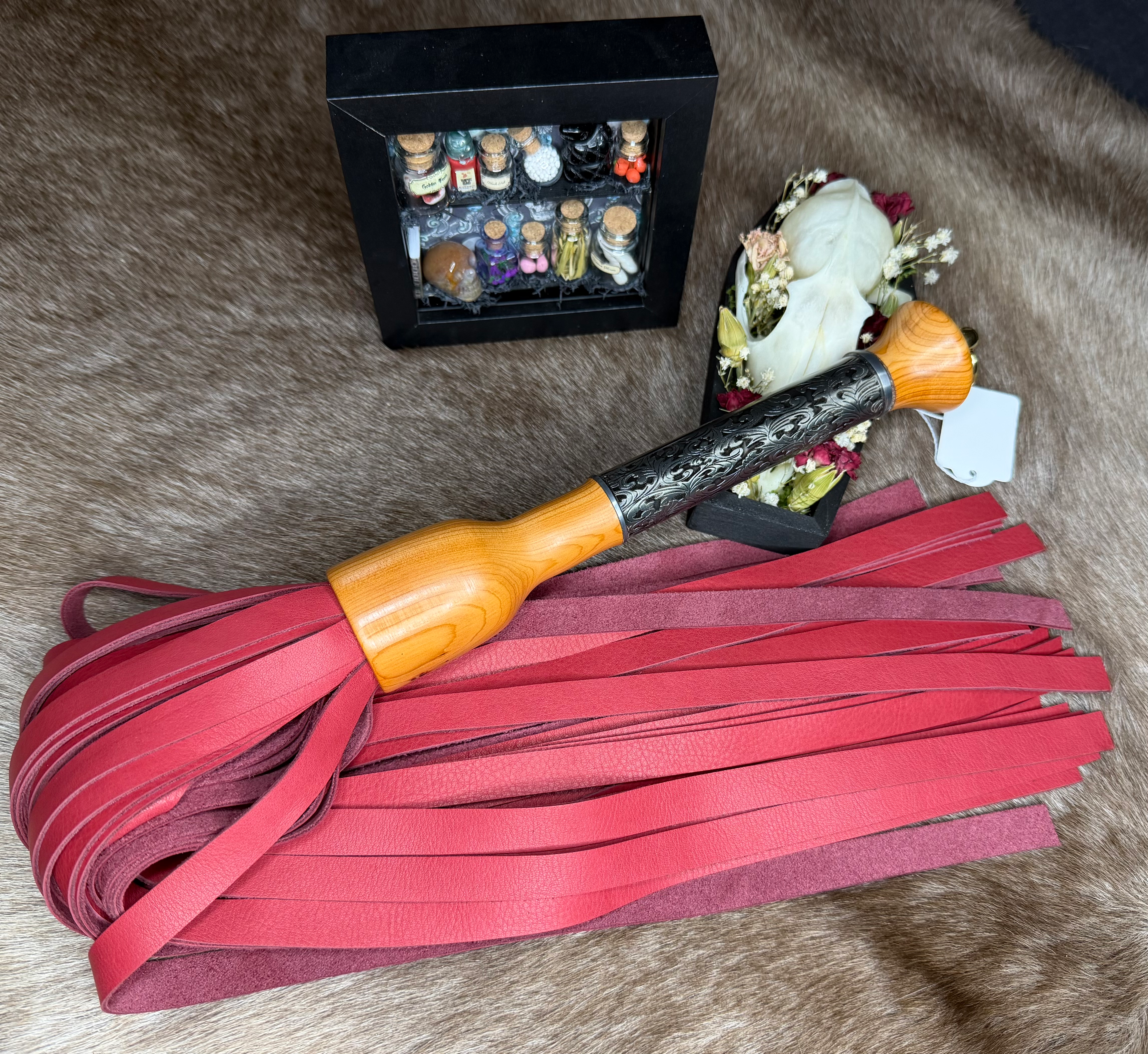 Super Soft Red Leather Flogger - FILIGREE