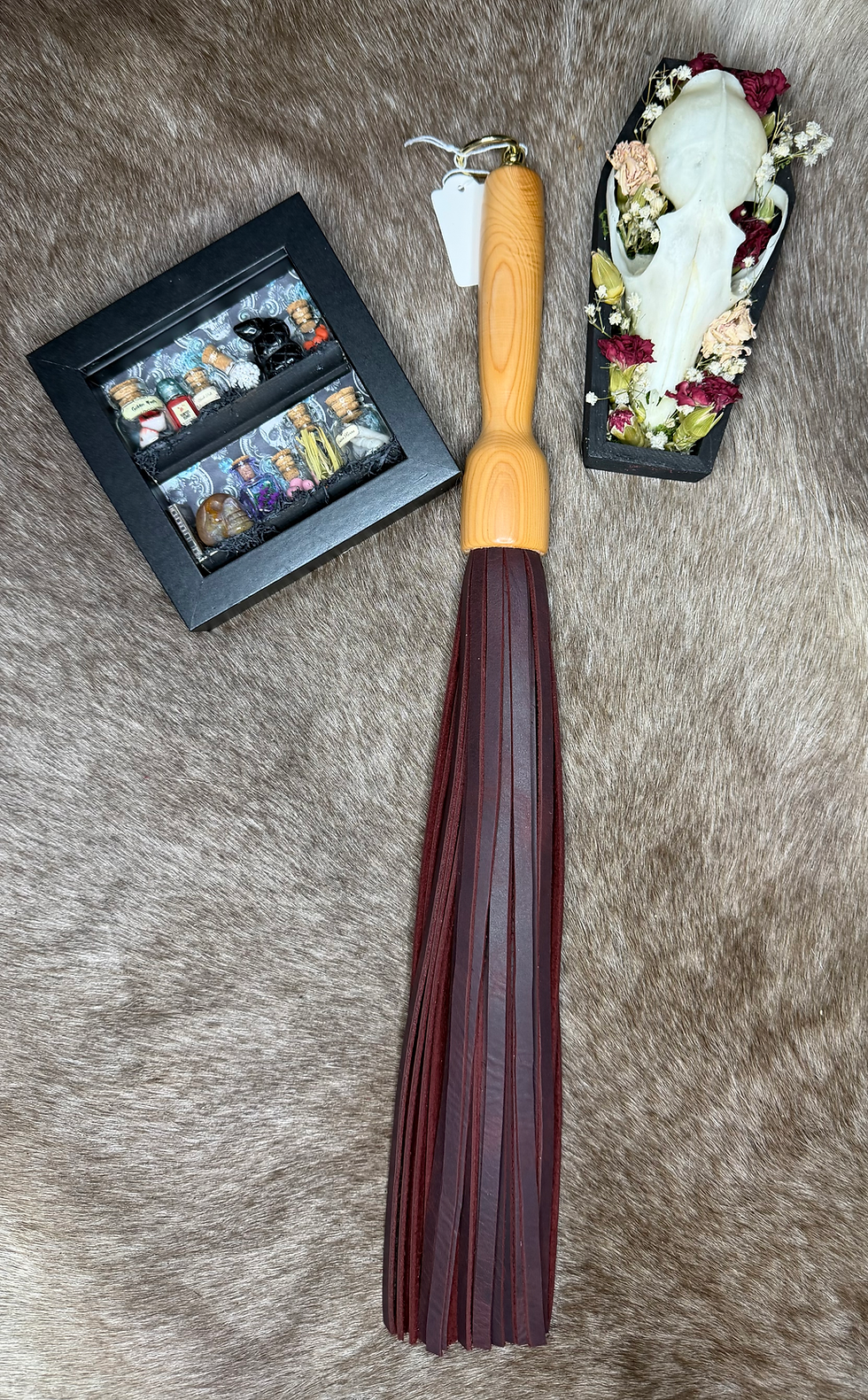 Thumbnail: Burgundy Italian Leather Flogger - Shortie