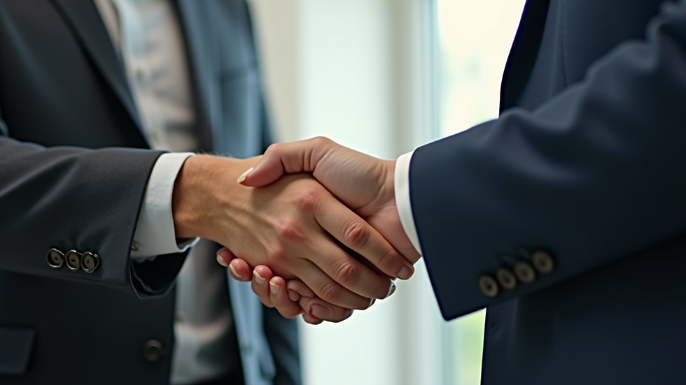 Close-up view of a veteran shaking hands with a VA claims advocate