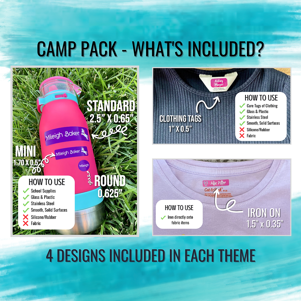 Thumbnail: Camp Pack | Waterproof, Iron On and Clothing Tag Labels