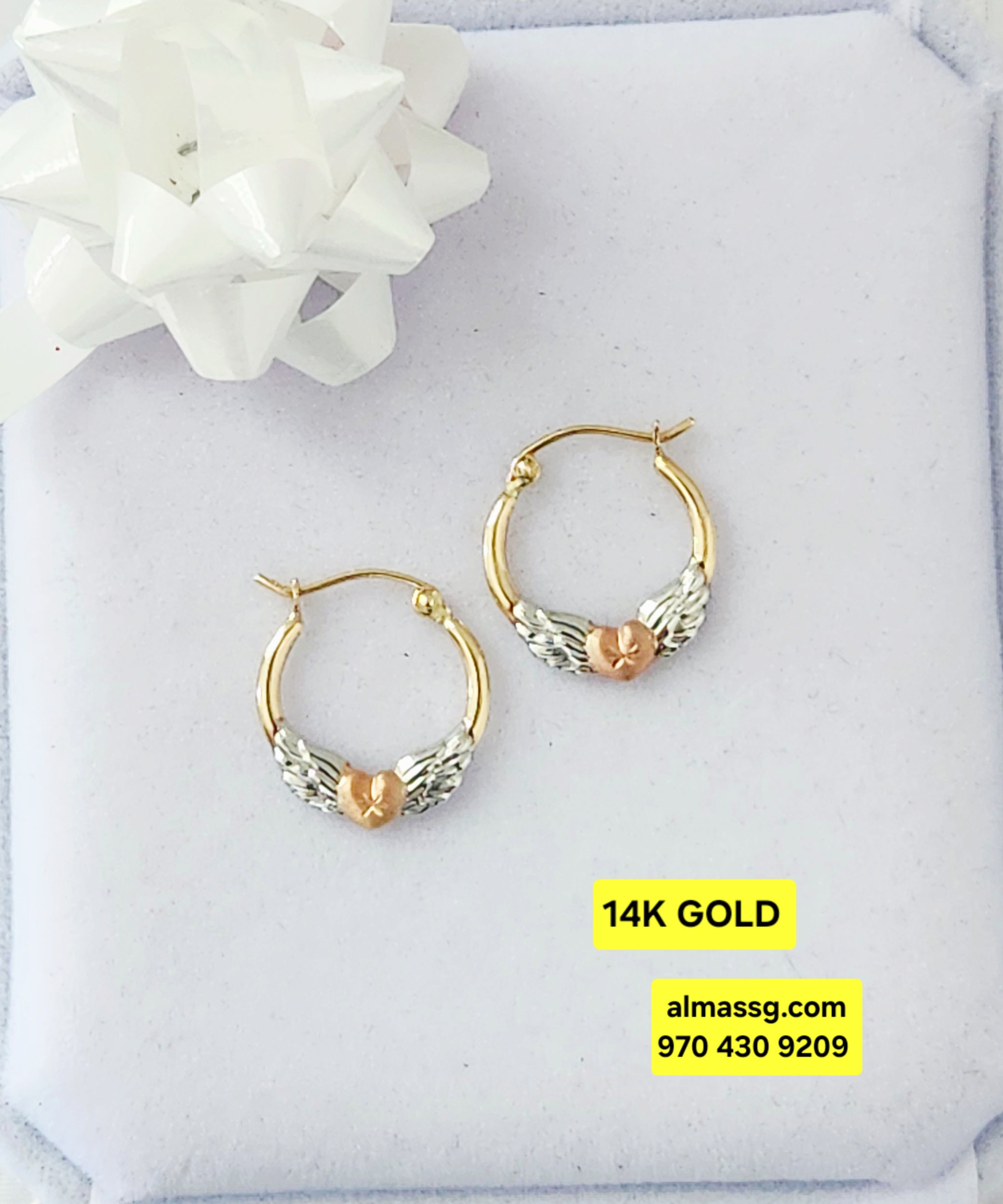 14K  Tri-Color Gold Hoop Earrings 