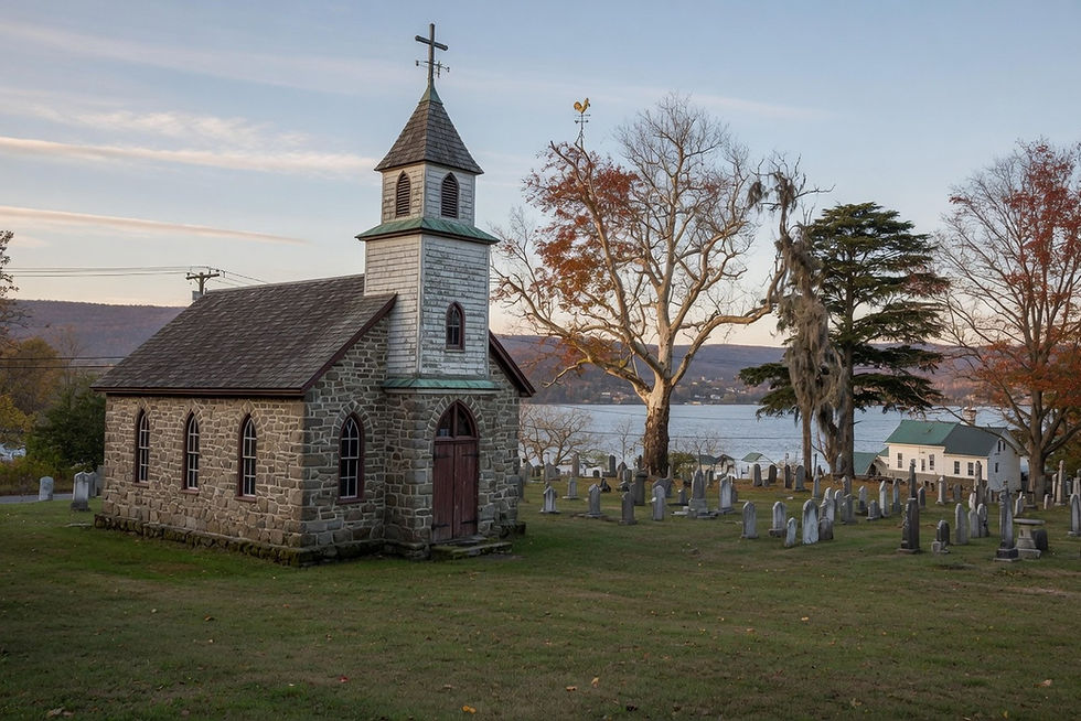 Stone chapel exterior, Cold Spring village