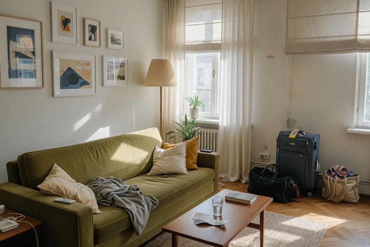 Stay lodging interior or exterior, no faces