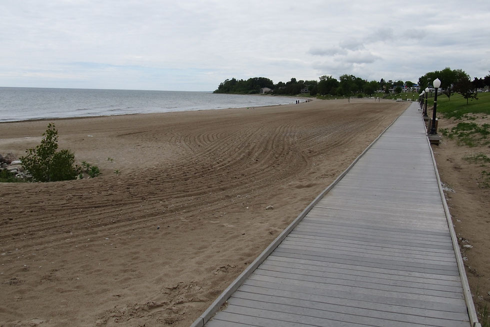 Crescent Beach boardwalk along Lake Michigan in Algoma, Wisconsin