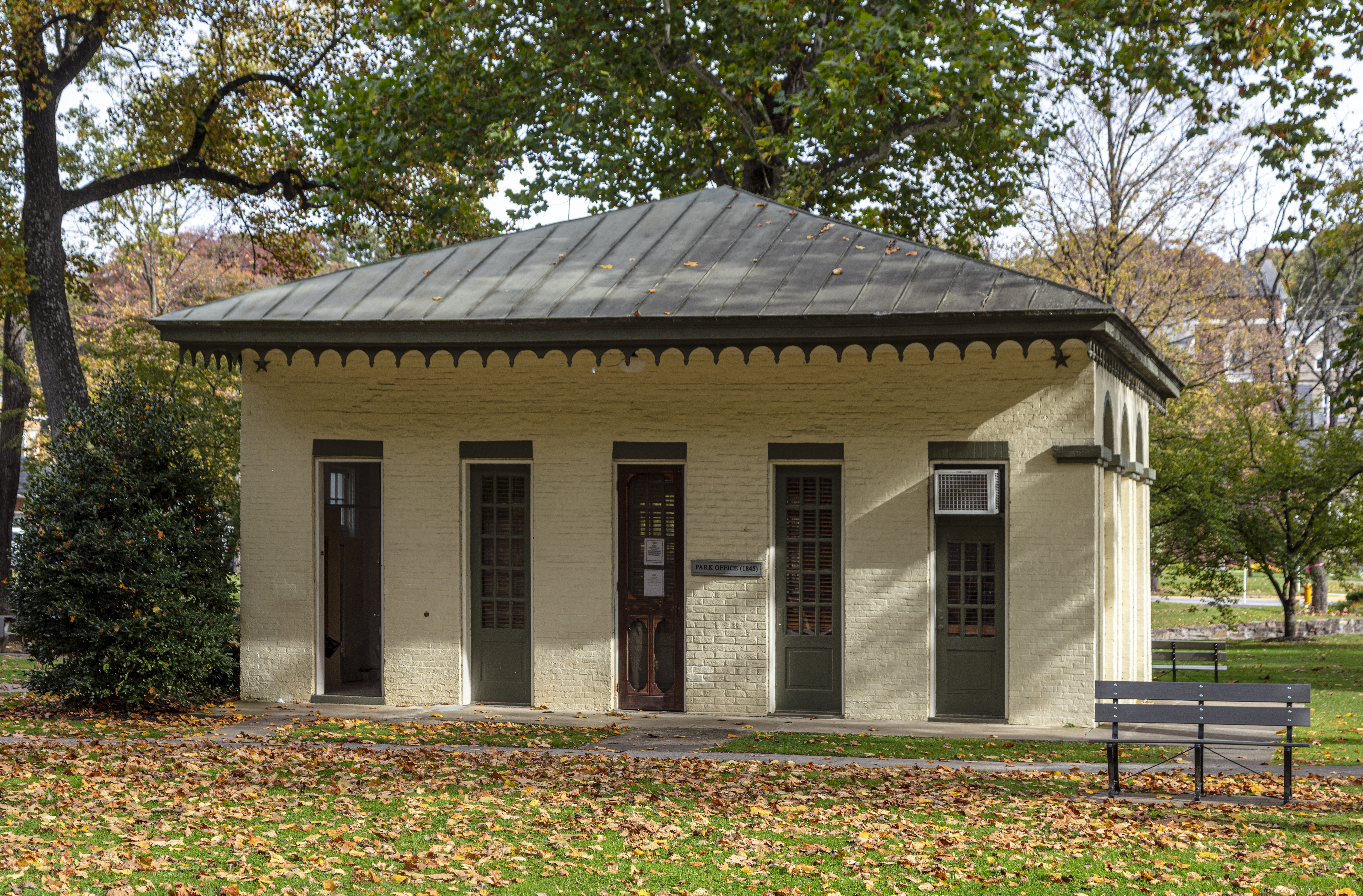 Berkeley Springs State Park office and downtown Bath street edge