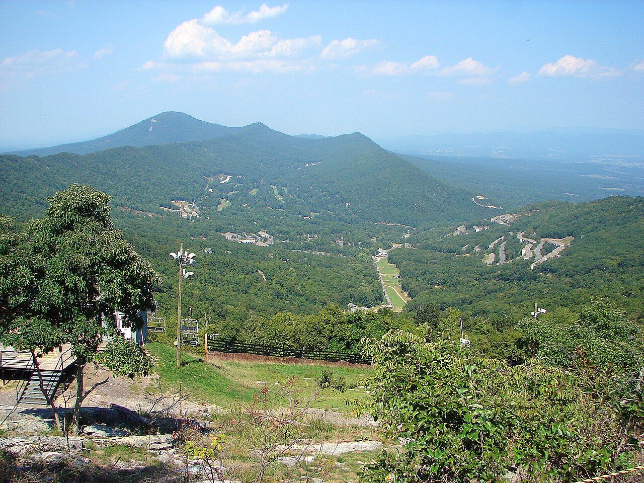 Massanutten ski slopes from the peak in Rockingham County, Virginia.