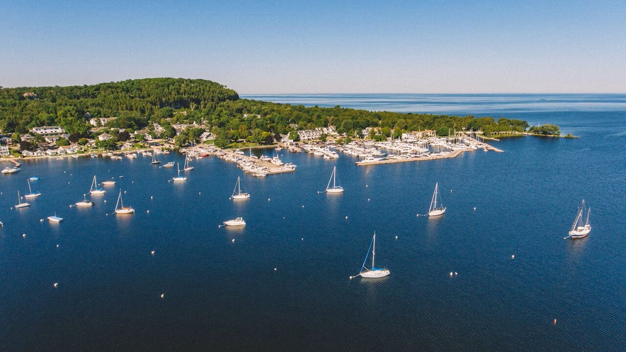 Fish Creek village and Green Bay waterfront in Door County