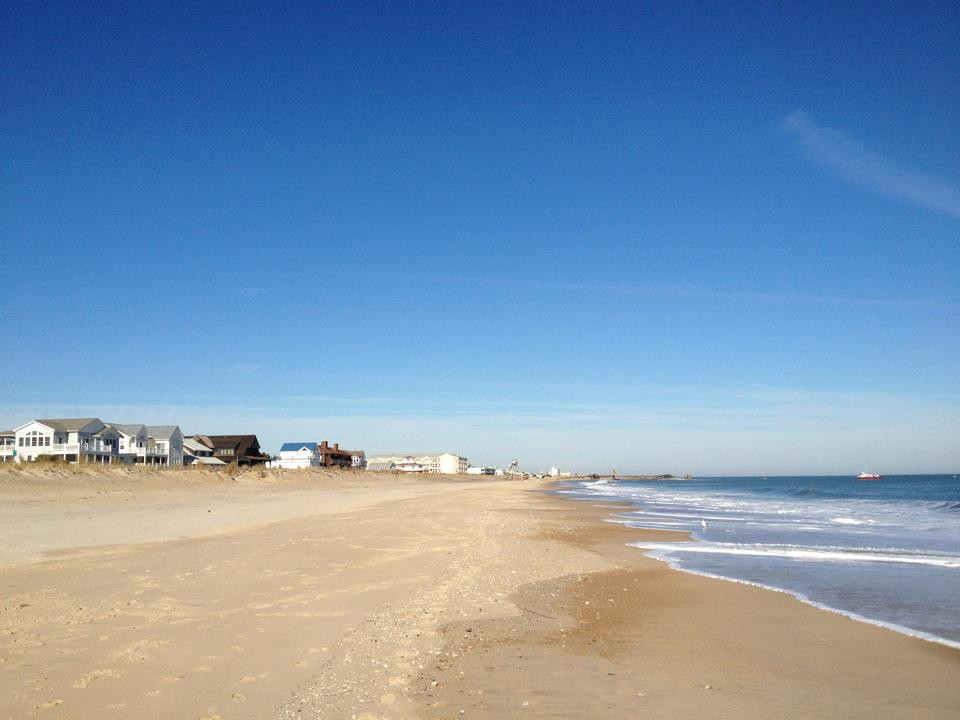 Dewey Beach ocean shoreline and beach houses, Delaware