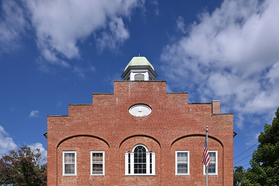 Ellicottville Town Hall brick facade and cupola