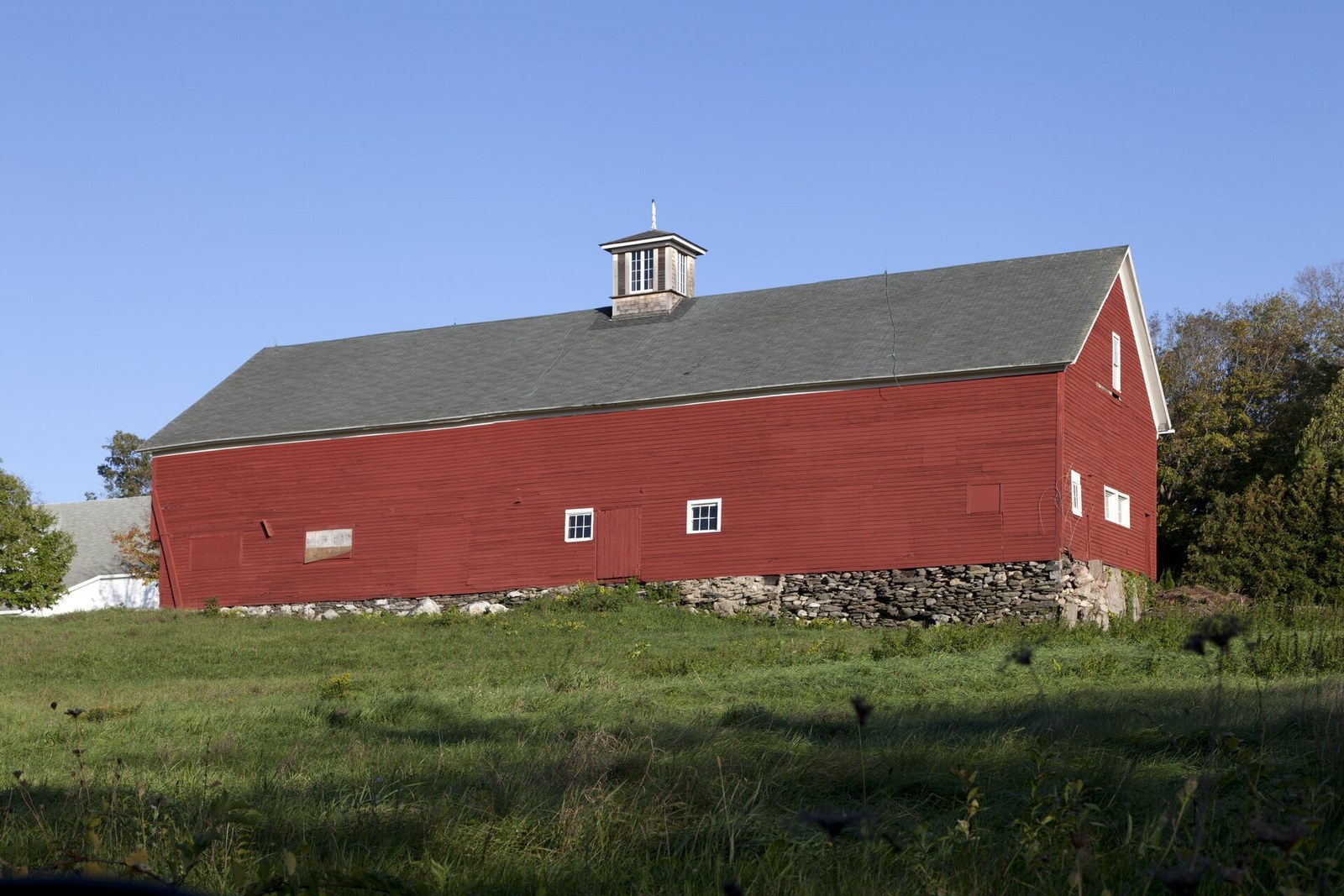 Red barn on a working farm in Woodstock, Connecticut