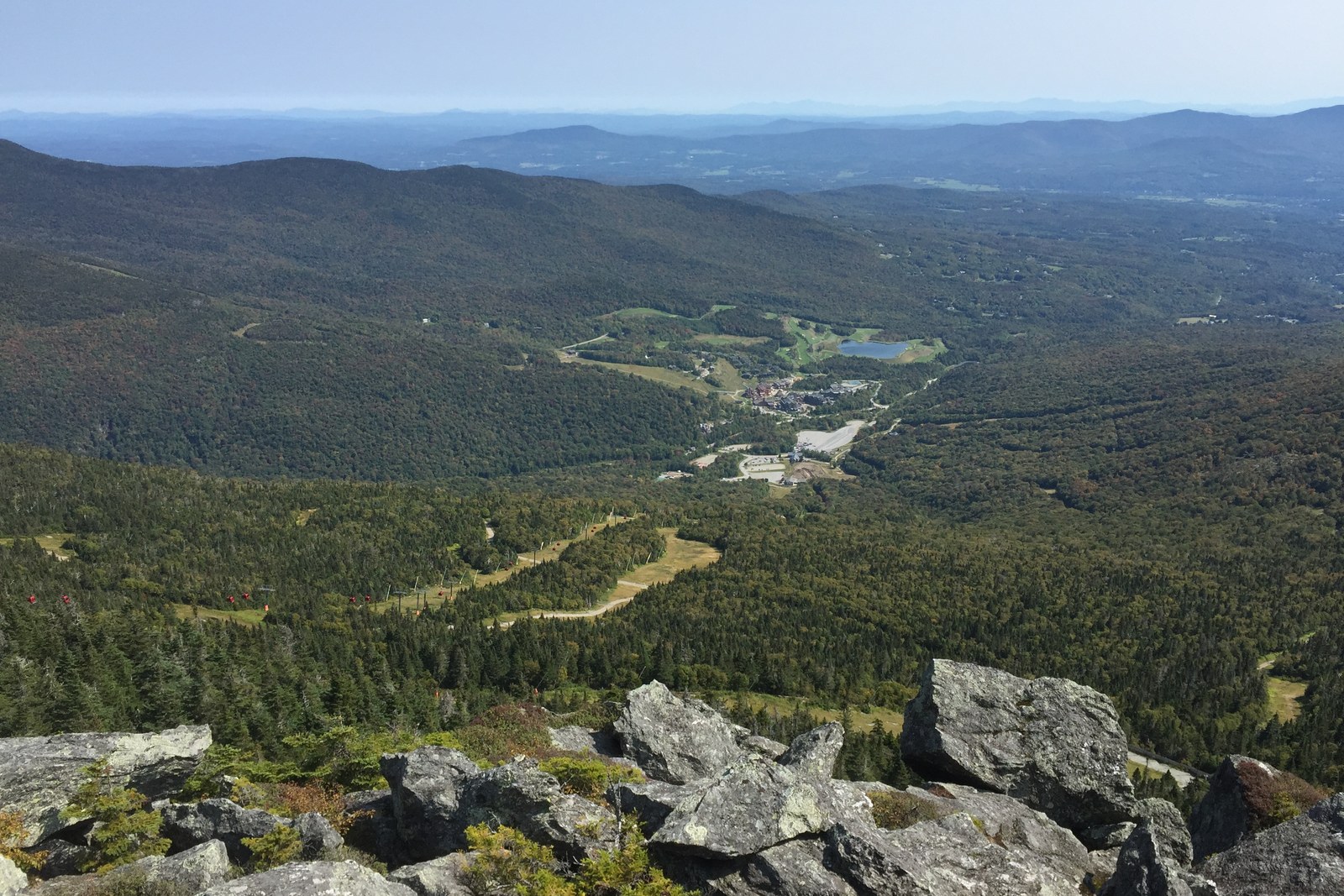 View from the Mount Mansfield ridgeline down to Spruce Peak