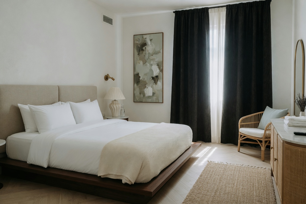 Stay lodging interior or exterior, no faces