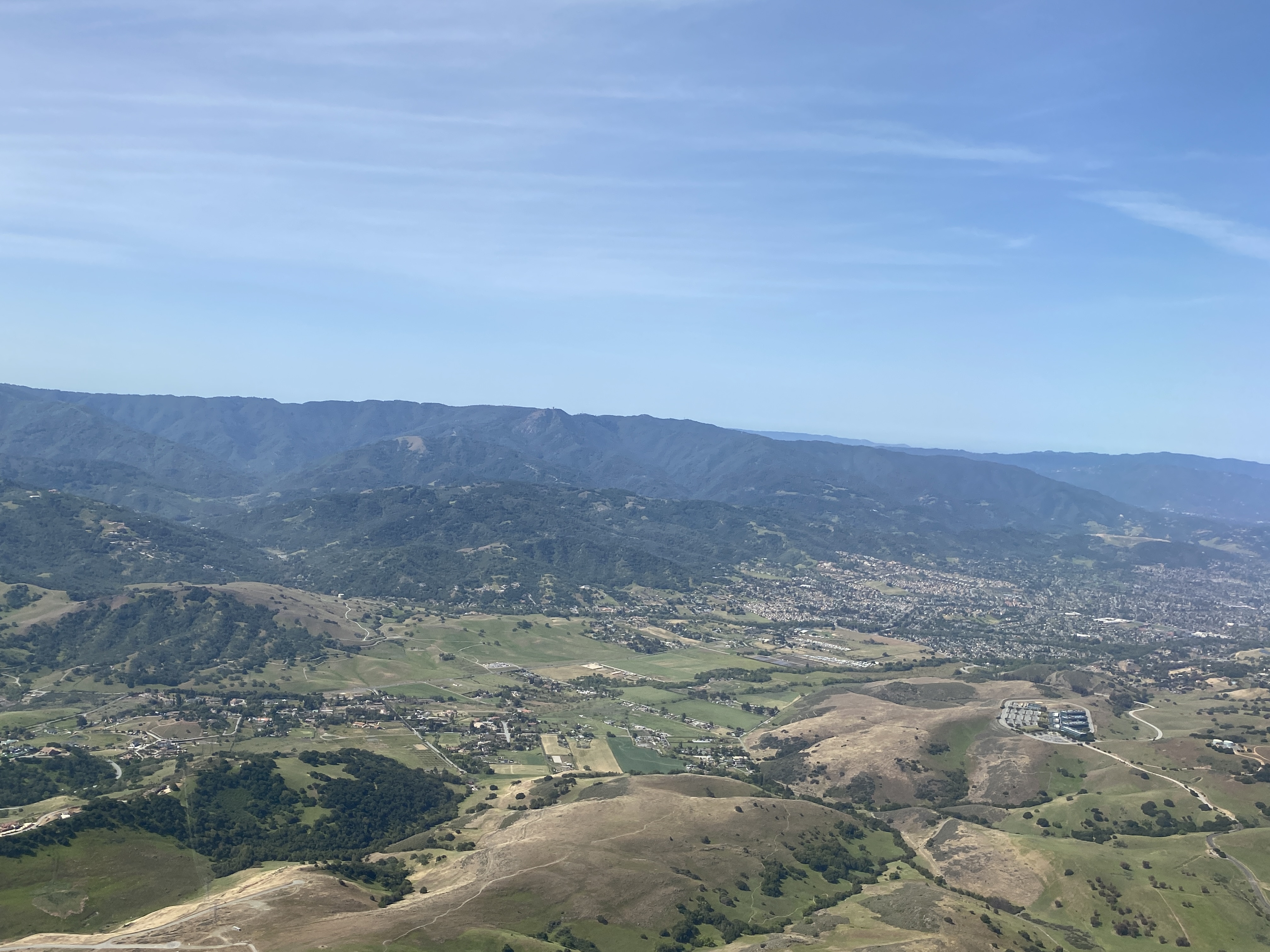 Aerial view of the Santa Cruz Mountains in April