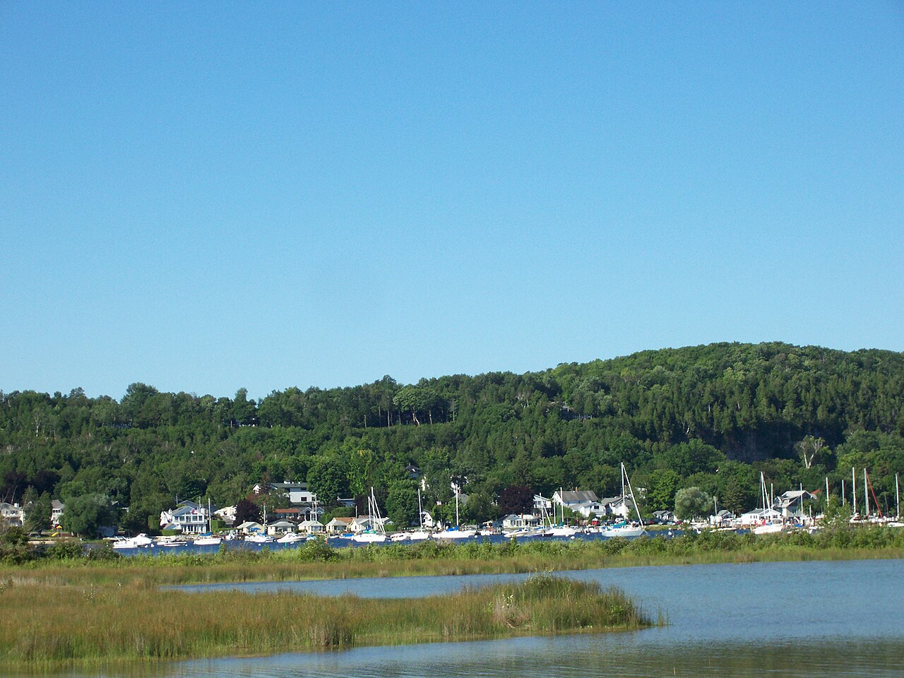 Fish Creek marina skyline with Peninsula State Park beyond