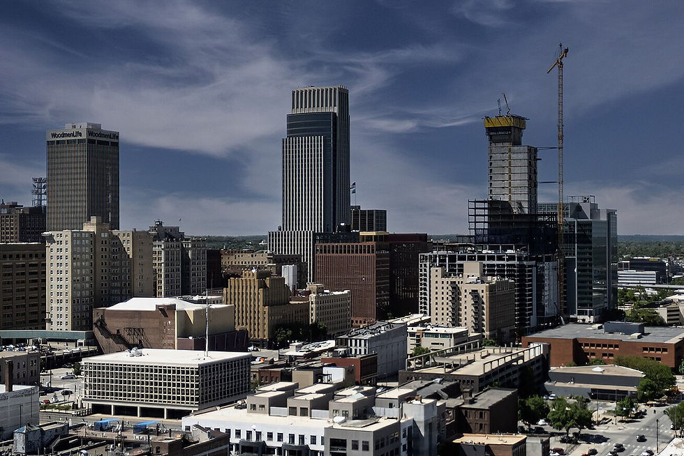 Omaha skyline or downtown buildings, no people