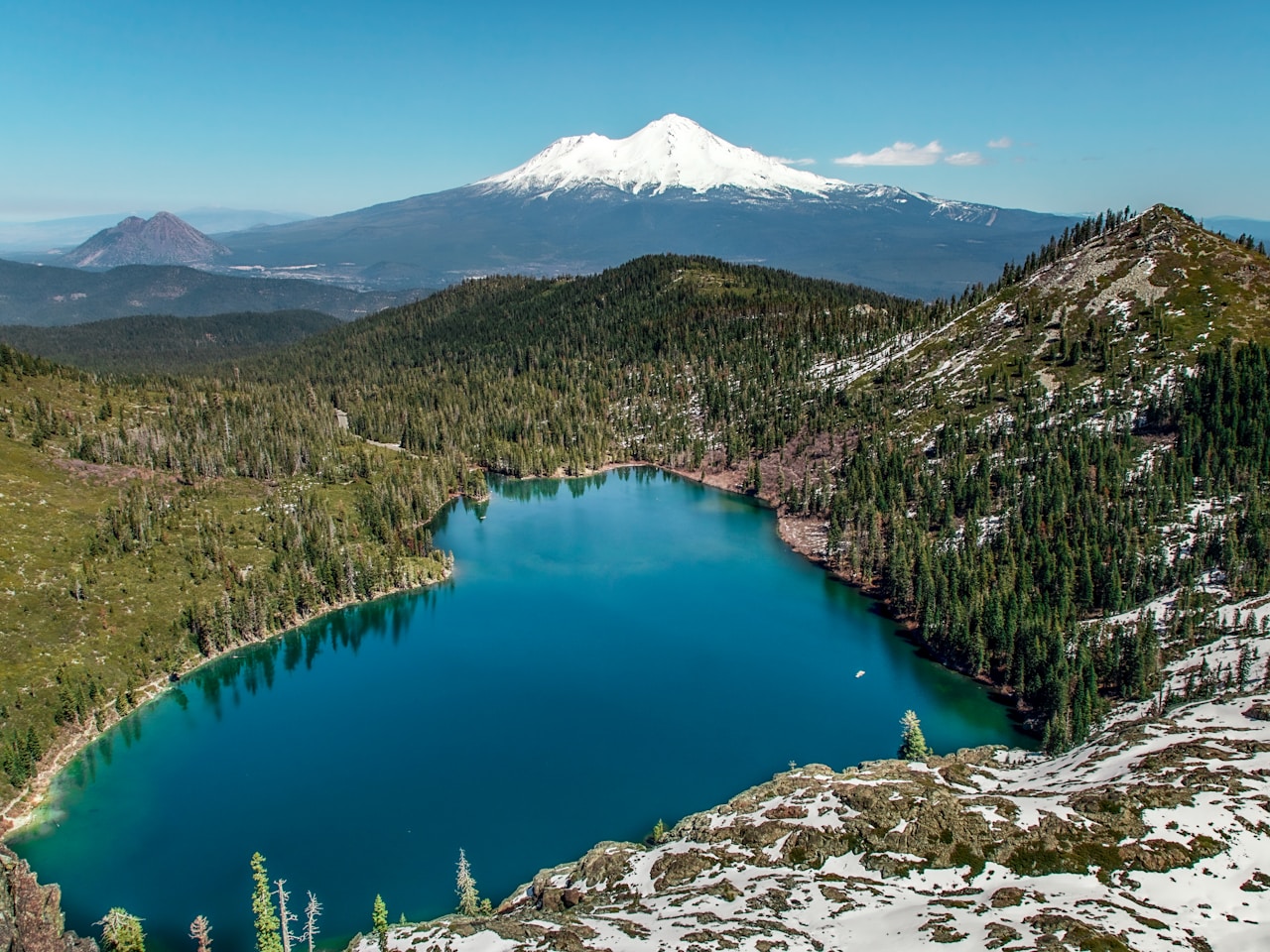 Castle Lake looking toward Mount Shasta and Black Butte