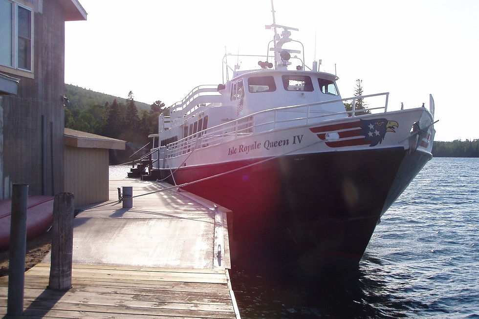 Isle Royale Queen IV in Copper Harbor, Lake Superior ferry dock, Michigan