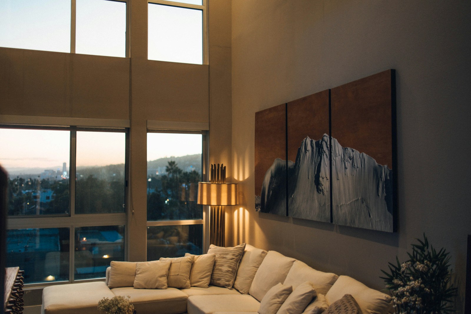 Living room at dusk, no faces