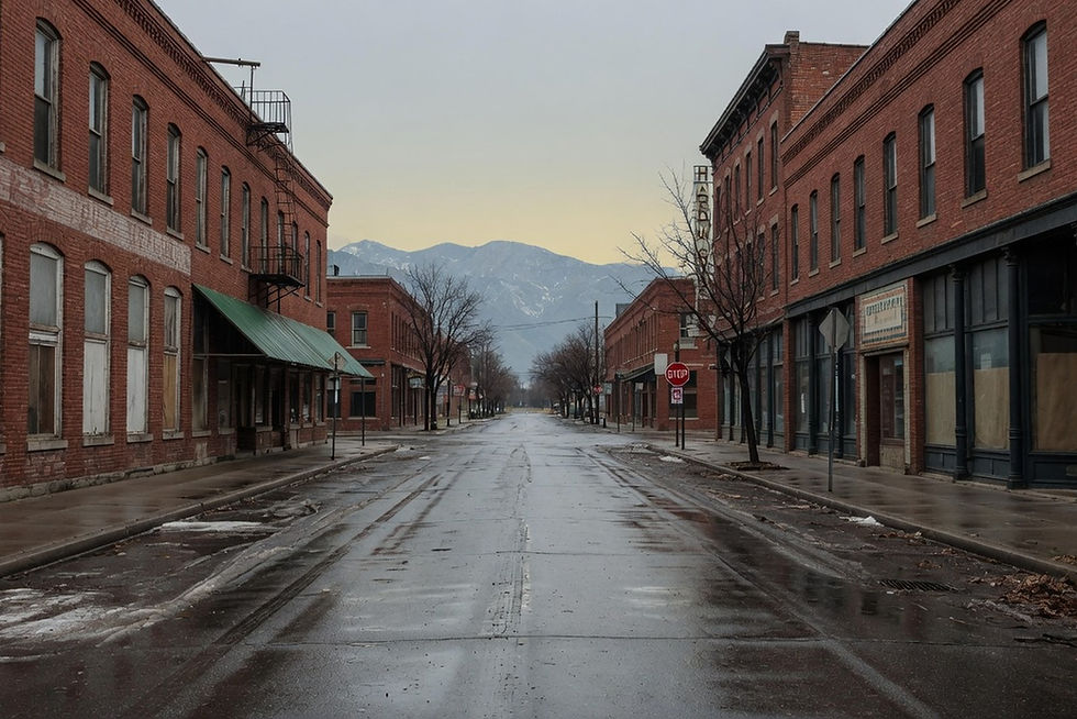 Empty Sugar House Salt Lake City brick street, no people