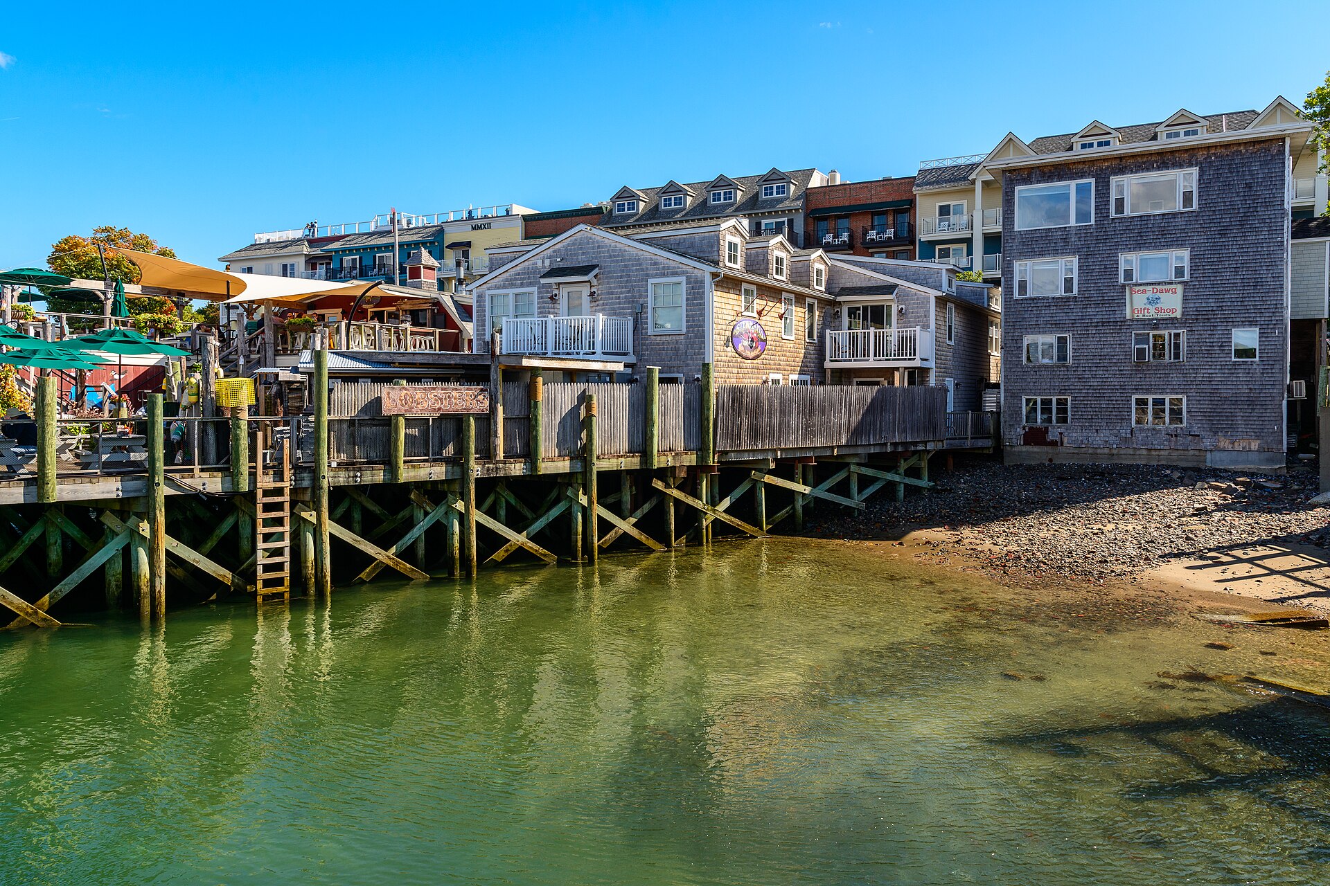 Bar Harbor waterfront shops on Frenchman Bay