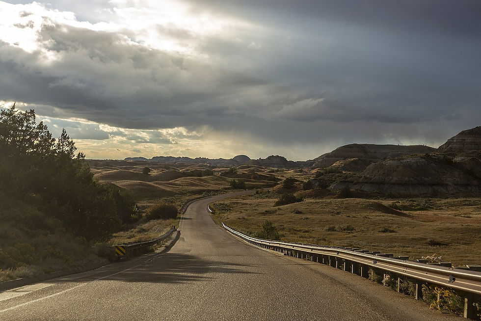 South Unit loop road in Theodore Roosevelt National Park near Medora, no people