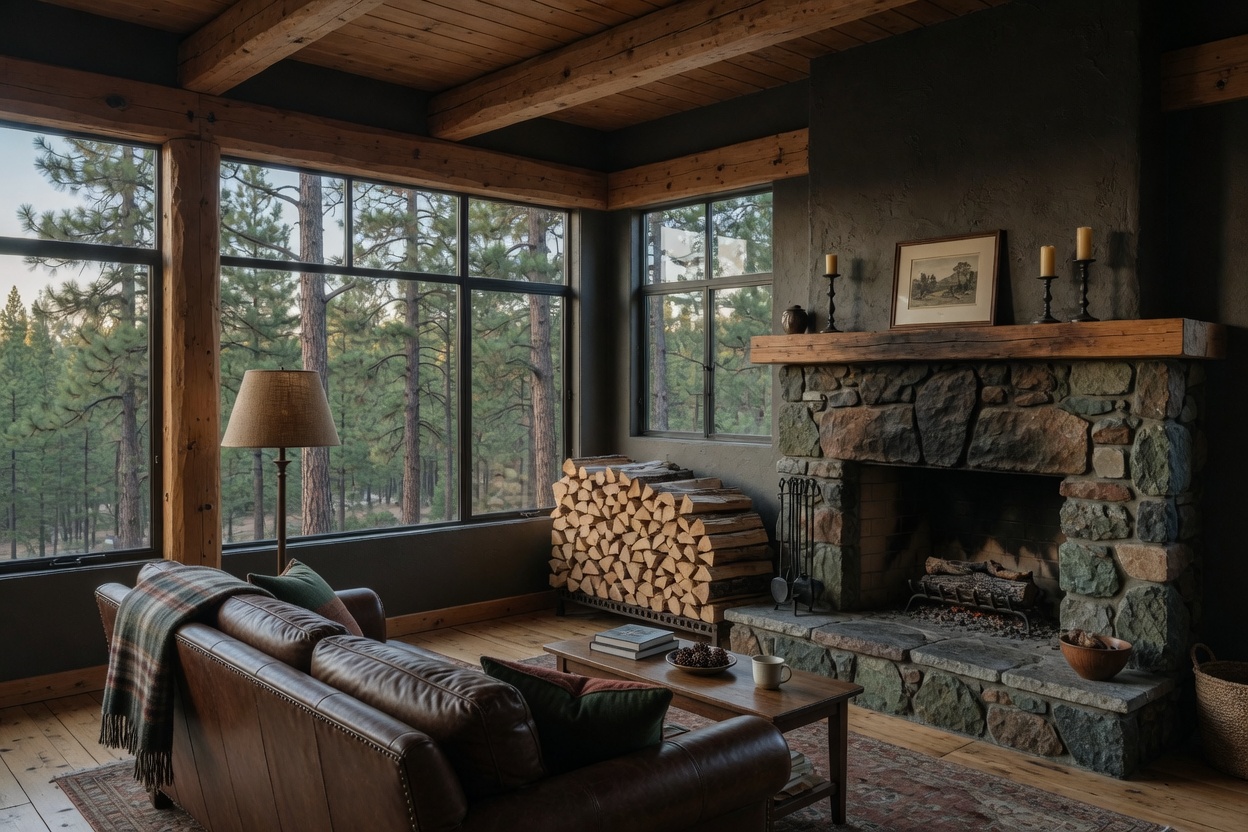 Cabin stay interior, no faces