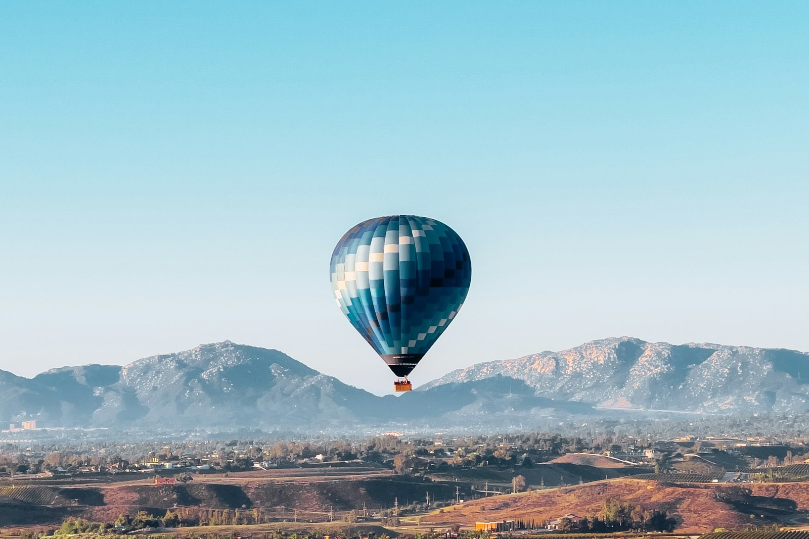 Hot-air balloon over Temecula Valley and the Palomar hills