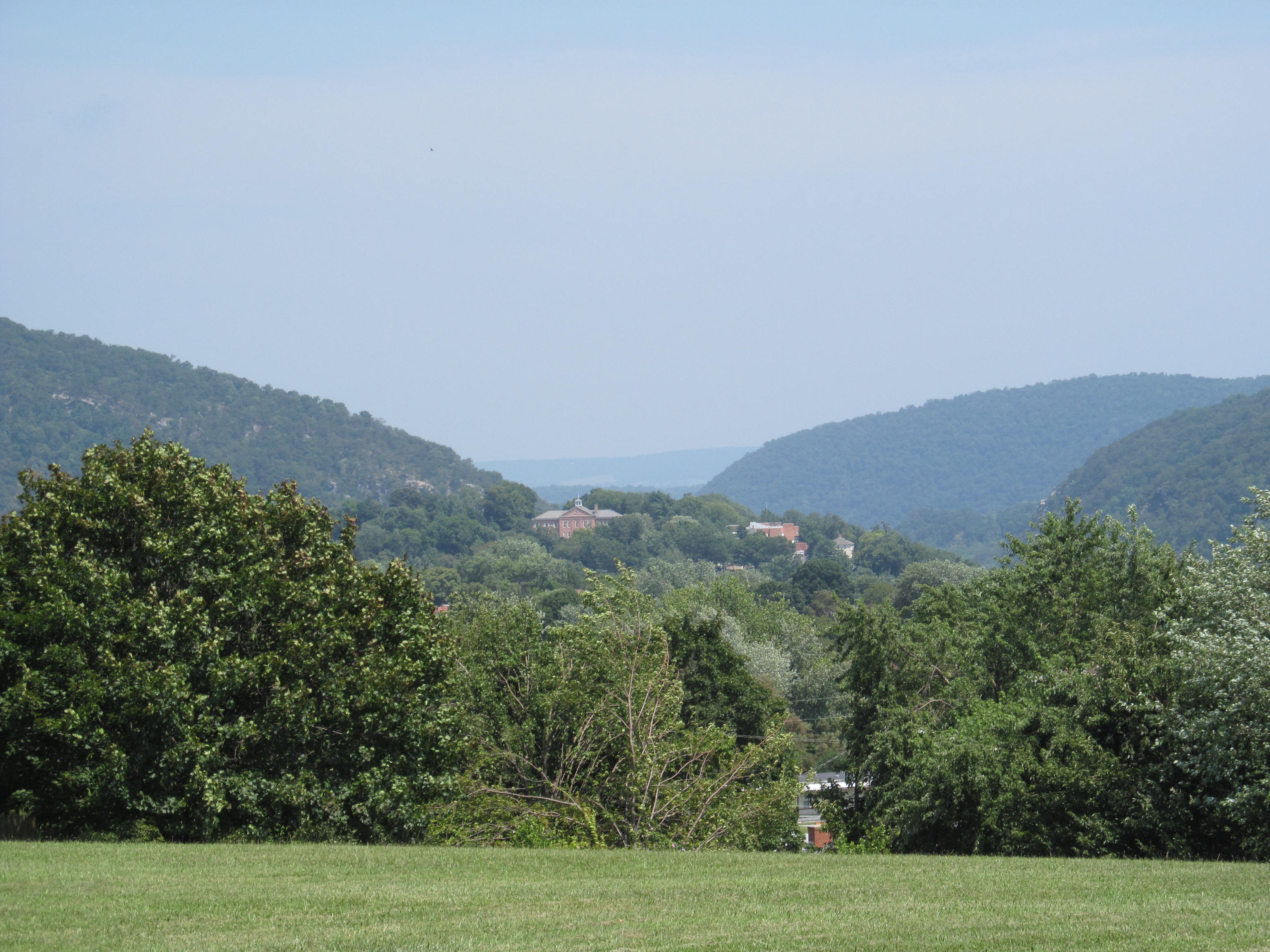 A Jefferson County meadow looking toward a Blue Ridge gap in West Virginia.