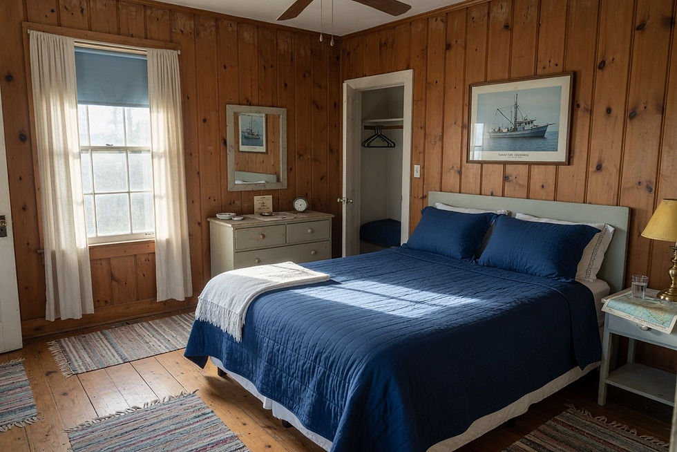 Furnished STR bedroom, empty of people