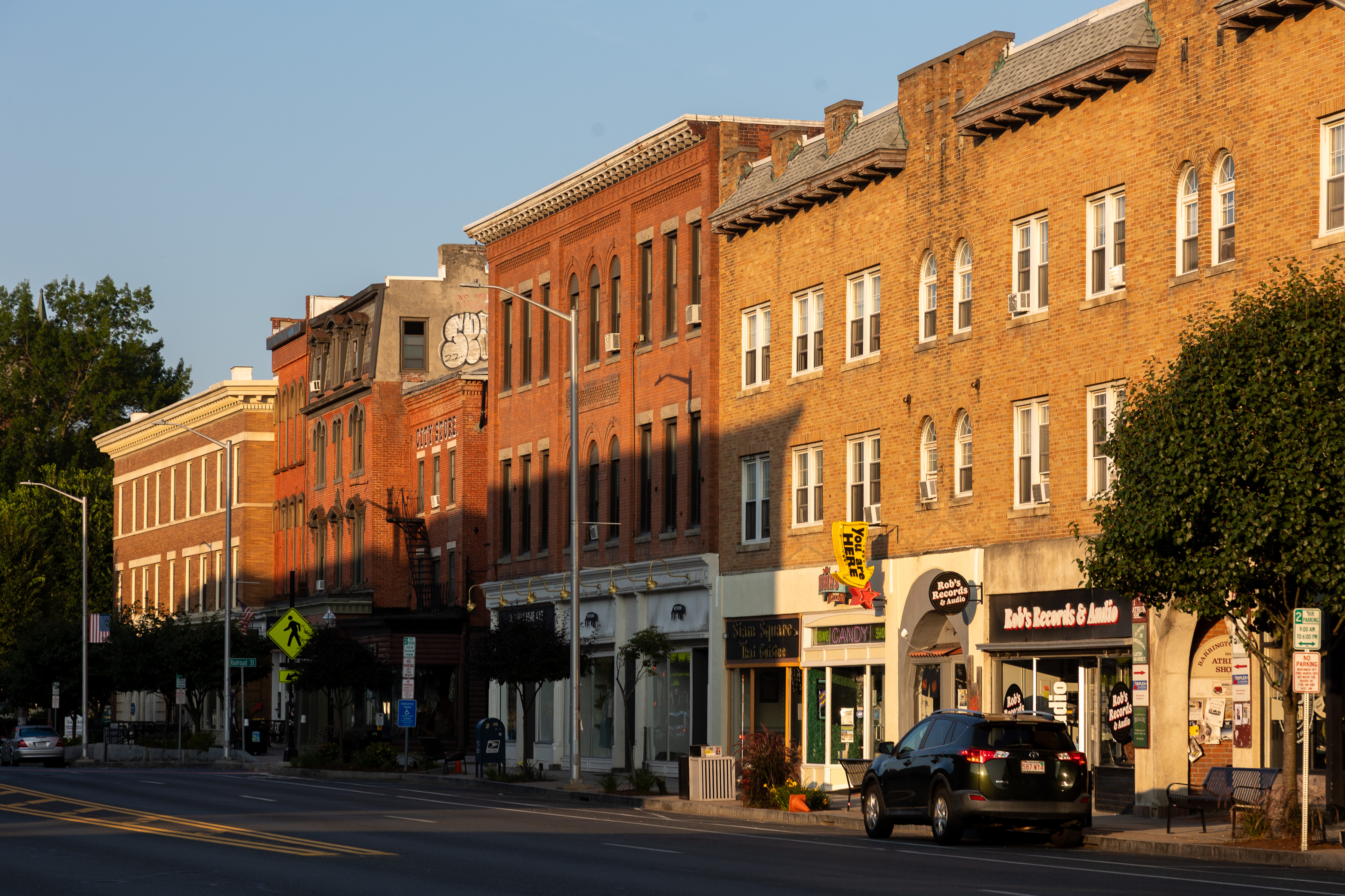 Main Street morning in Great Barrington, Massachusetts. Wikimedia Commons, location in title.