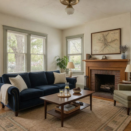 Empty Salt Lake City vacation rental living room, lodging interior, no people