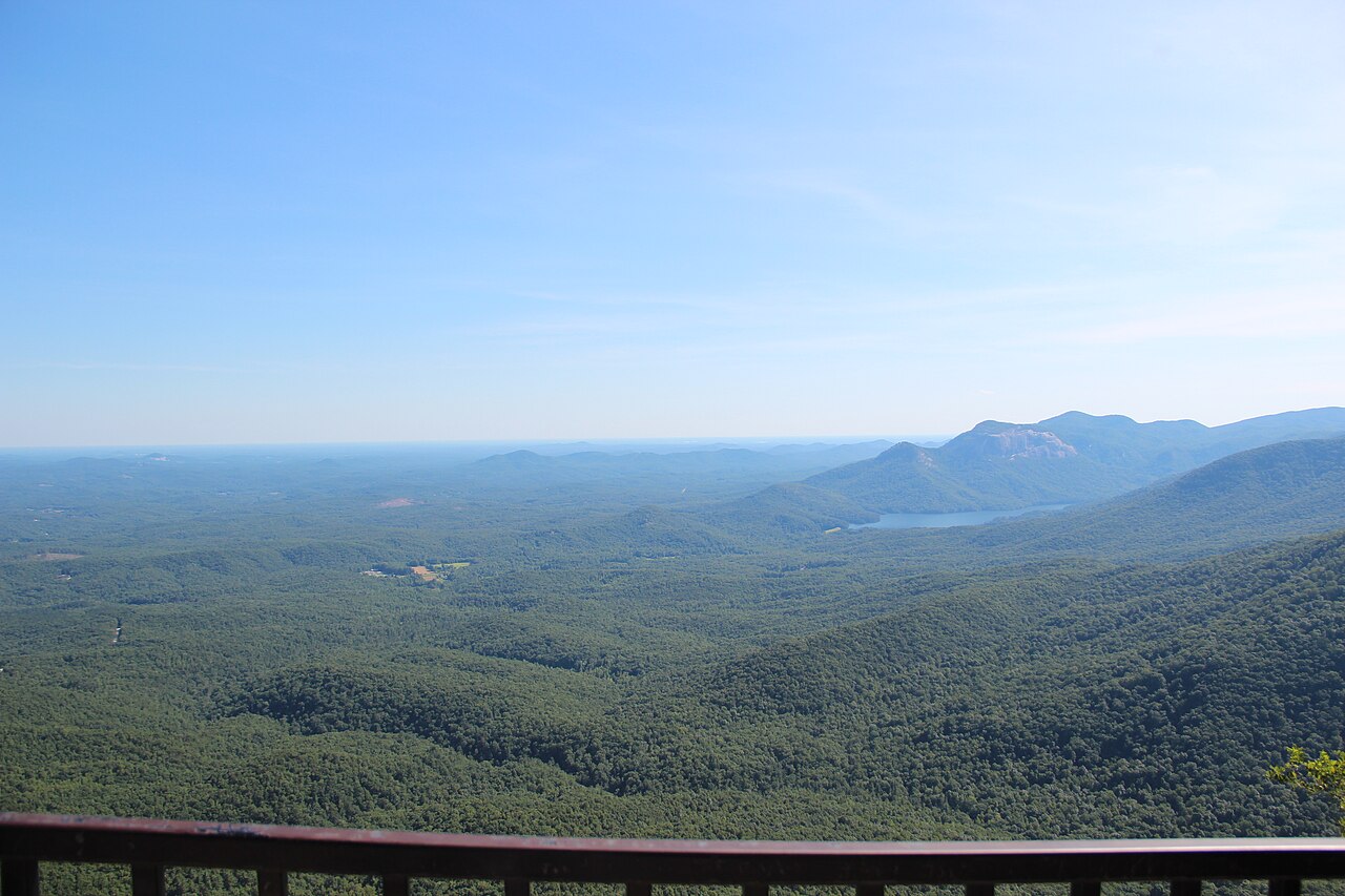 Forested mountains from a Caesars Head overlook in South Carolina.