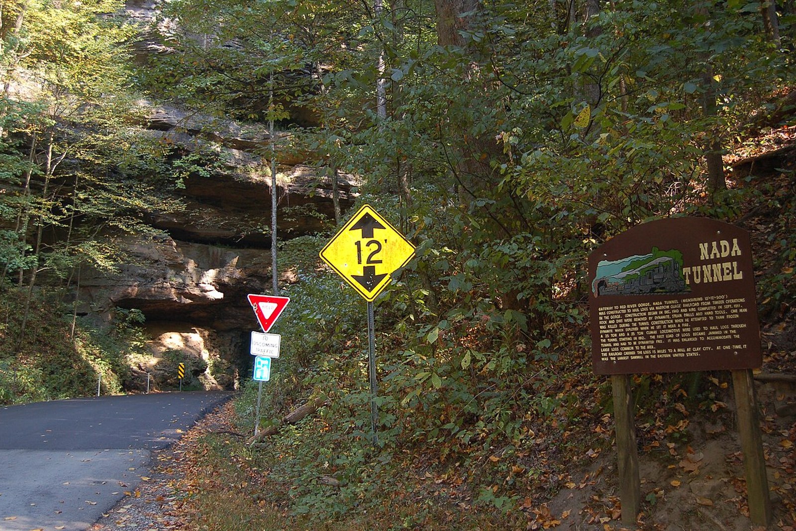Nada Tunnel historic sign in Powell County