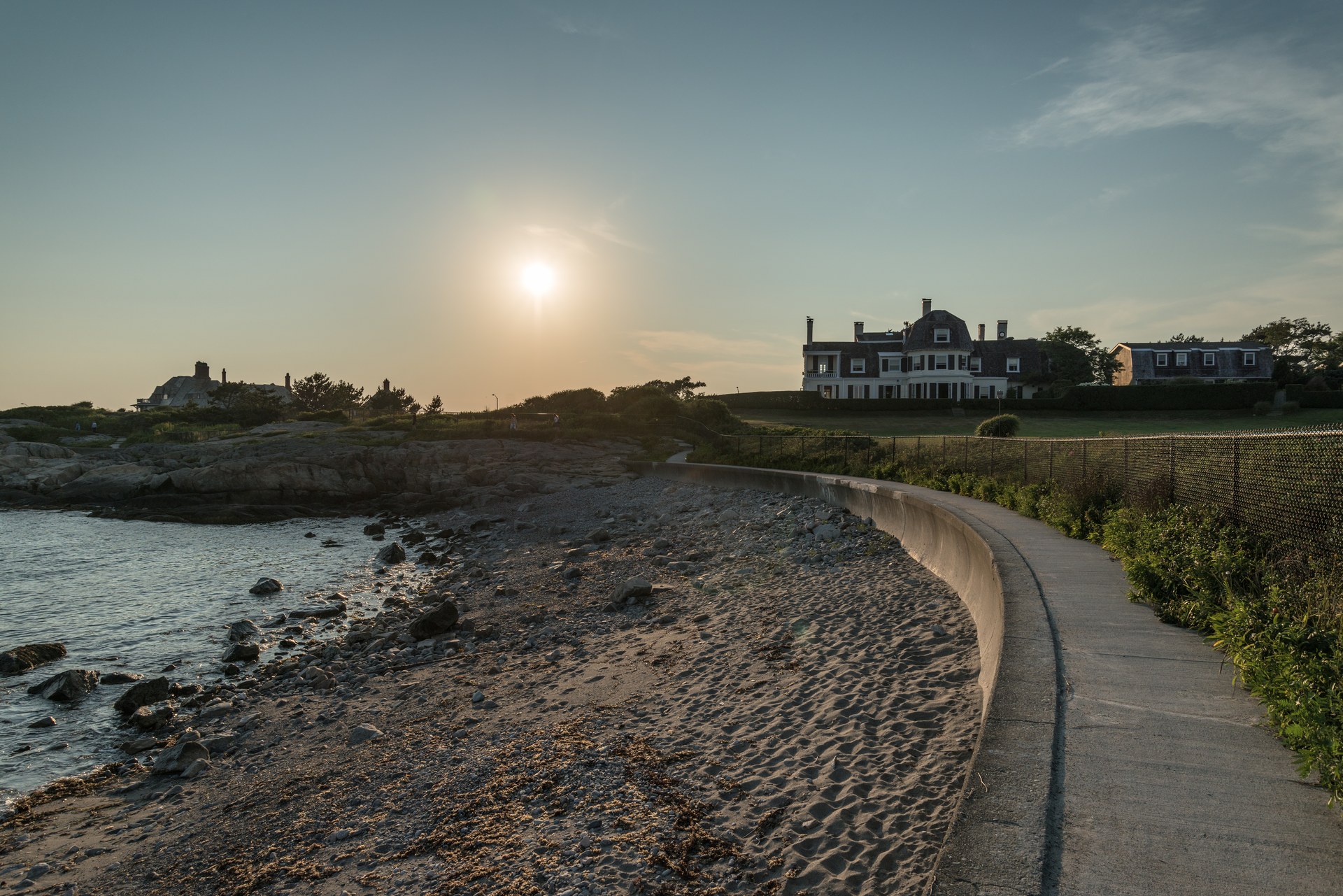 Cliff Walk at sunset, Newport, Rhode Island