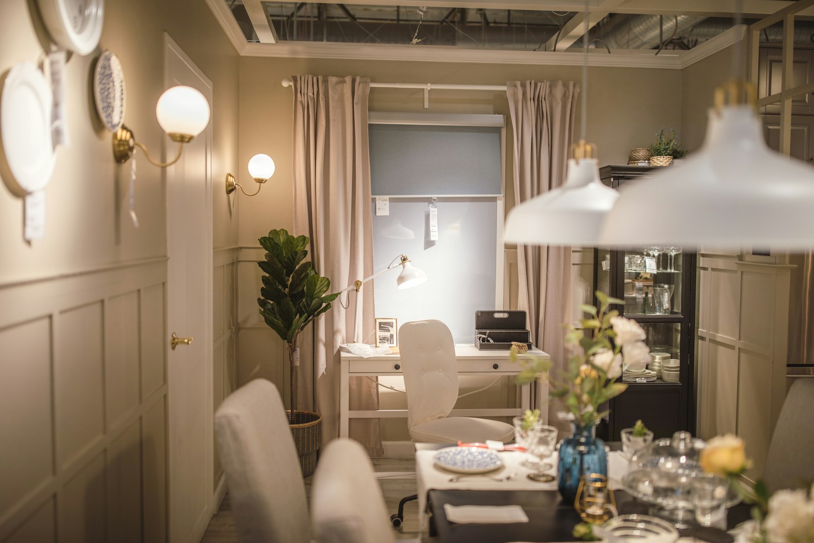 White dining room, no faces
