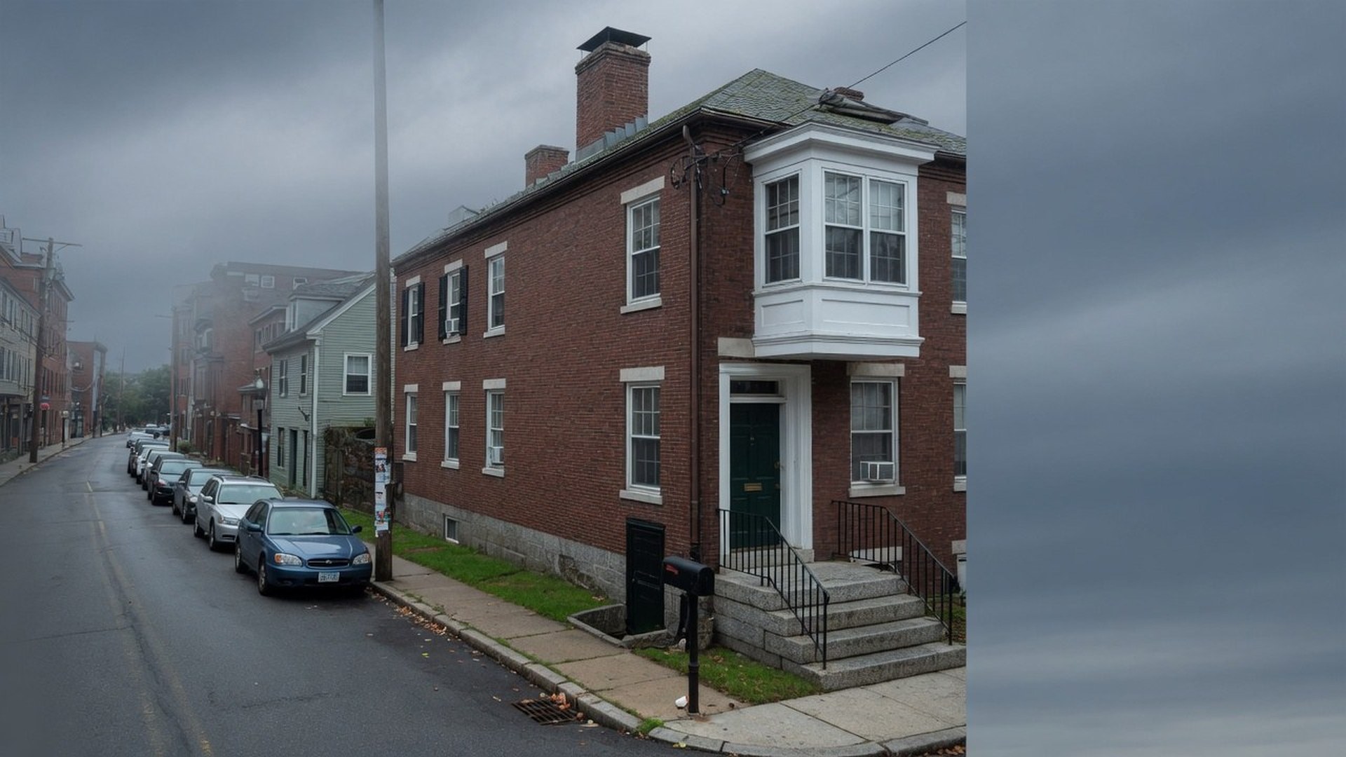 Brick townhouse on a Portland, Maine side street